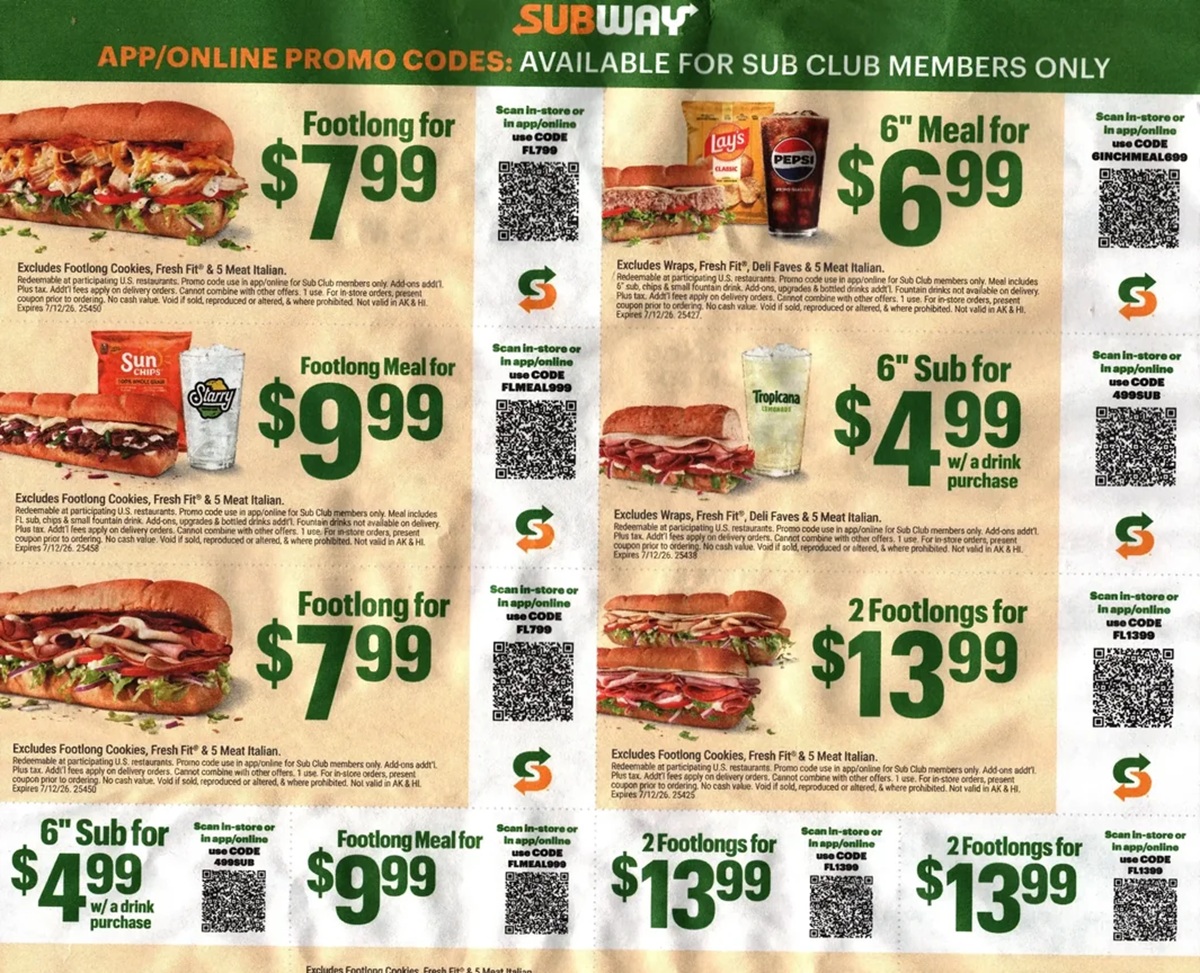 subway coupons 2026